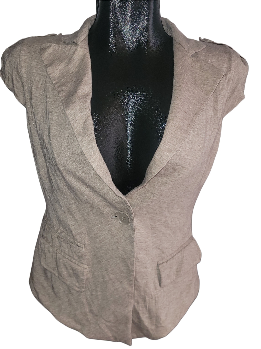 BCBGMaxazria Women’s Taupe Short-Sleeve One Button Blazer Vest Size S